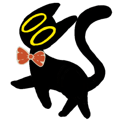 marching black cat doodle with red bow tie