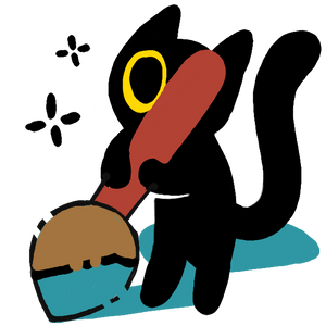 Cartoon cat holding a paintbrush