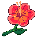 Pixel art of a hibiscus flower